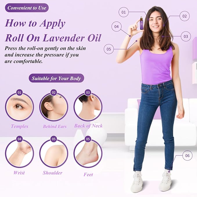 Lavender Essential Oil Roll On for Bedtime & Relaxation, Pre-Diluted - Image 4