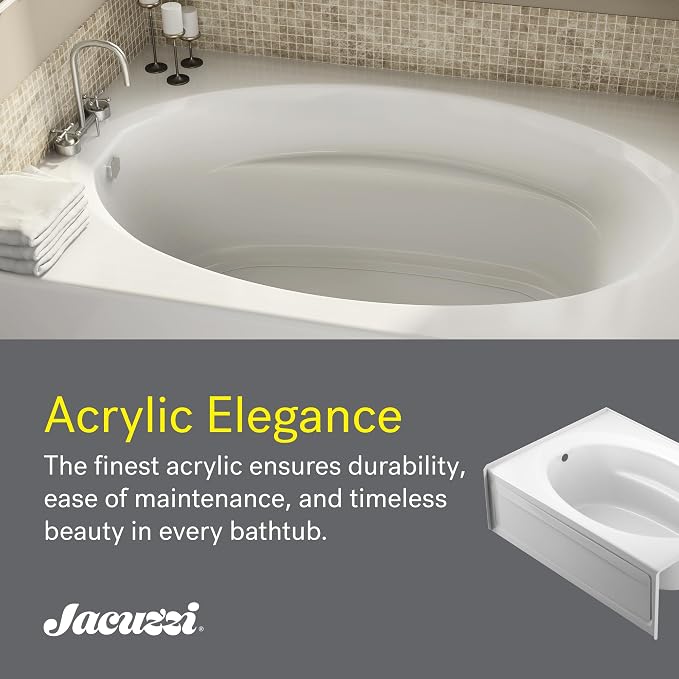 JACUZZI SIGNATURE Acrylic Skirted Soaking Bathtub, Slip Resistant, Right Drain - Image 3