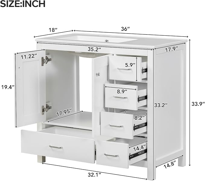 Harper & Bright Designs 36" Bathroom Vanity - Image 2