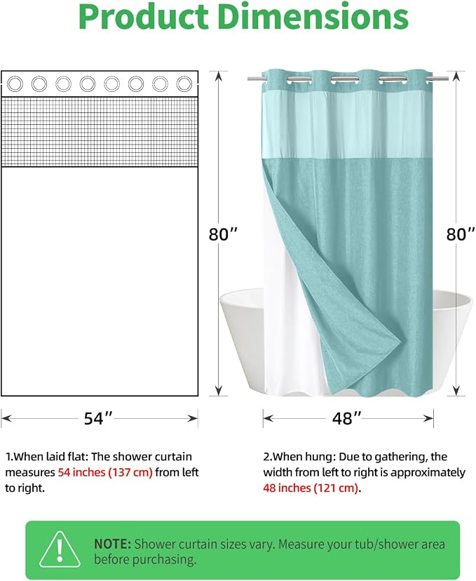 Stall No Hooks Needed Linen Textured Shower Curtain - Image 7