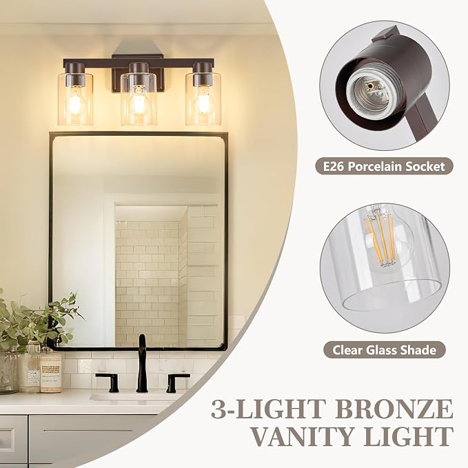 3-Light Bathroom Light Fixtures Modern Vanity Lights - Image 6