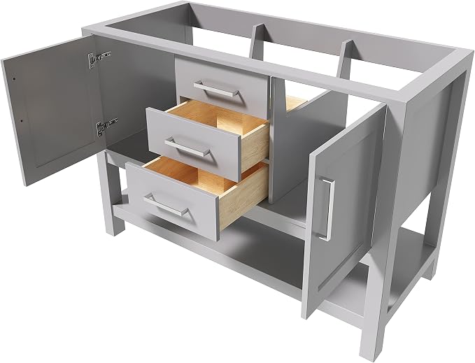 ARIEL 48" Grey Bathroom Vanity Base Cabinet, 2 Soft Closing Doors and 2 - Image 4