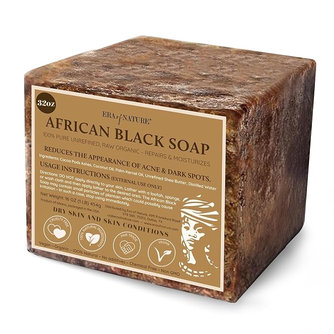 era of nature Best Raw ORGANIC AFRICAN BLACK SOAP, by ERAOFNATURE