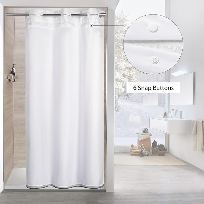 MitoVilla Black Ombre Waffle Small Stall Shower Curtain Liner Set 36 x 74 - Image 2