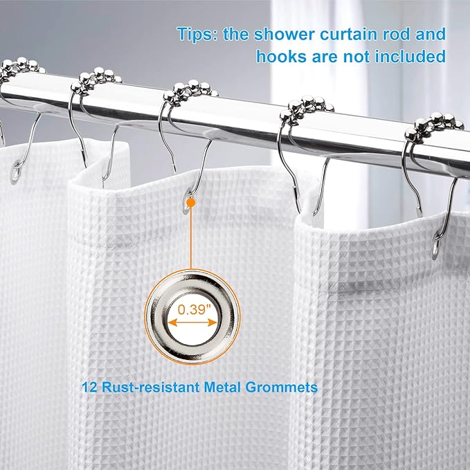 AmazerBath 78 Inch Shower Curtain Fabric, Waffle Shower Curtain 72x78 Inches - Image 5
