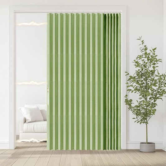 Accordian Door Curtain, 100% Blackout Folding Magnetic Doorway Curtains by JILRON