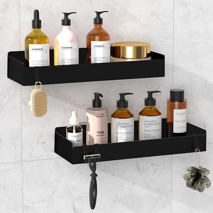 Shower Caddy Adhesive, 2 Pack Large Capacity Rustproof Shower Shelves, No Drill by Wisfame