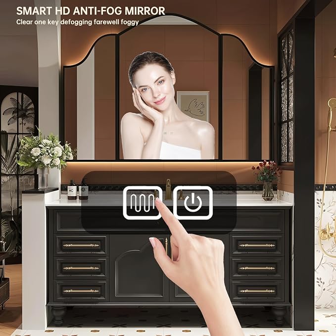 60Inch Bathroom Vanity with Sink, Freestanding Bathroom Cabinet with LED Smart - Image 4