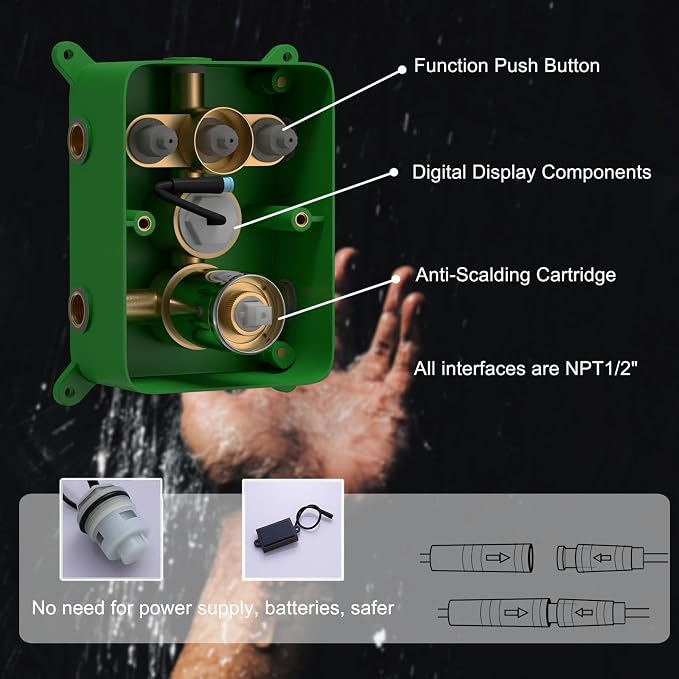 Rain Shower System Polished Chrome 3 Way Digital Display Shower Faucet System - Image 4