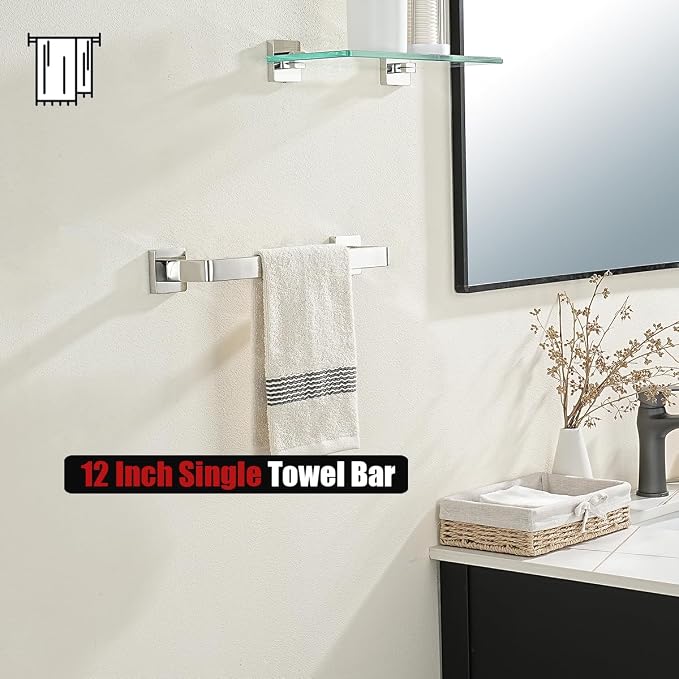 JQK Polished Towel Bar, Rounded Edges 14.41 Inch Towel Rack, 304 Stainless - Image 7