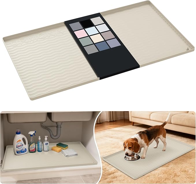 URMONA Waterproof Silicone Under Sink Mat 34'' x 19'' Shelf Liner by URMONA