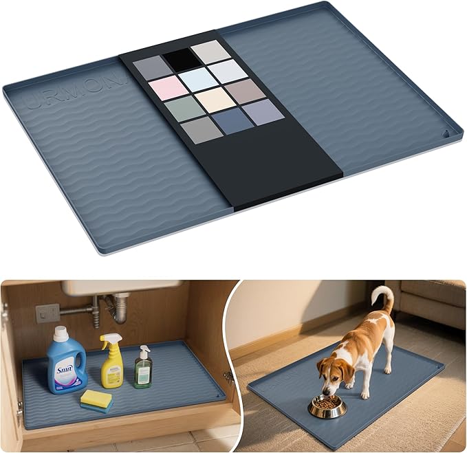 URMONA Waterproof Silicone Under Sink Mat 31'' x 22'' Shelf Liner by URMONA