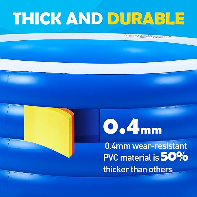 Biange Blow Up Pool, Kids Pool Inflatable, Kiddie Baby Swimming Pool - Image 2