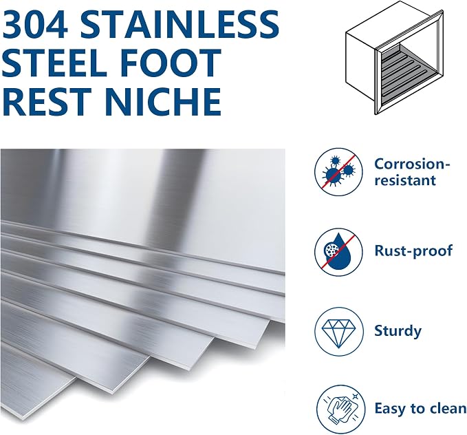 Shower Foot Rest for Shaving Legs, 304 Stainless Steel Footrest Niche - Image 5
