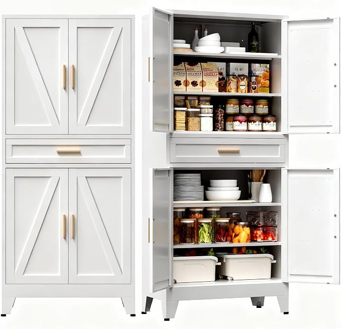 COFaR 71" Tall Kitchen Pantry, Farmhouse Storage Cabinet by COFAR