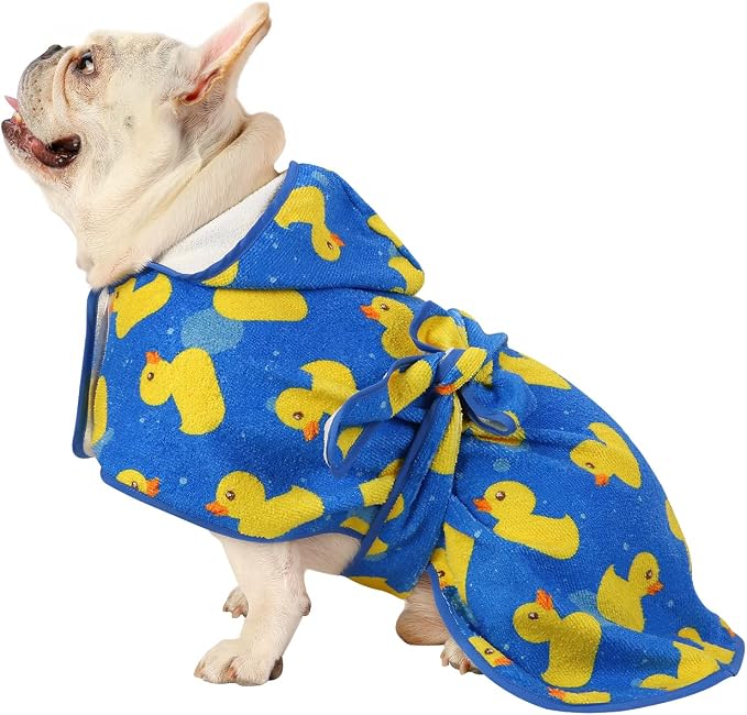 HDE Dog Bathrobe Super Absorbent Quick Drying Puppy Towel Wrap Coat Adjustable by HDE