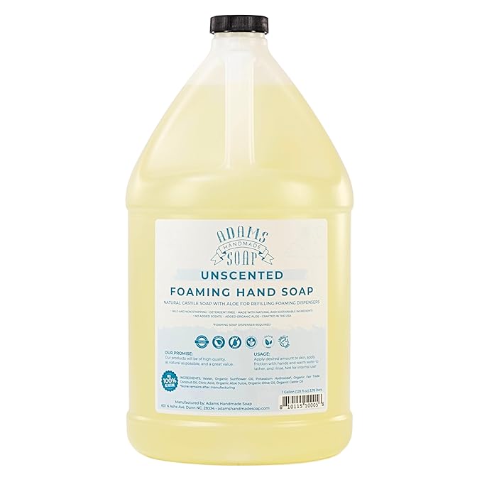 Adams Handmade Soap Thin Castile Foaming Liquid Hand Soap 1 Gallon Refill by AdamsHandmadeSoap