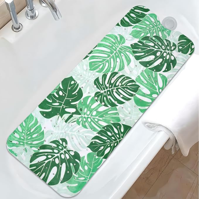 Tropical Leaves Bathtub Mat Non Slip, Boho Bath Tub Mat Baby Bath Mats by Unknown