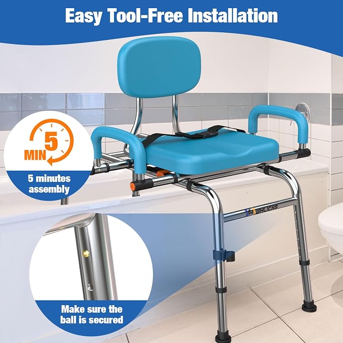 Sliding Shower Chair Tub Transfer Bench - Image 7