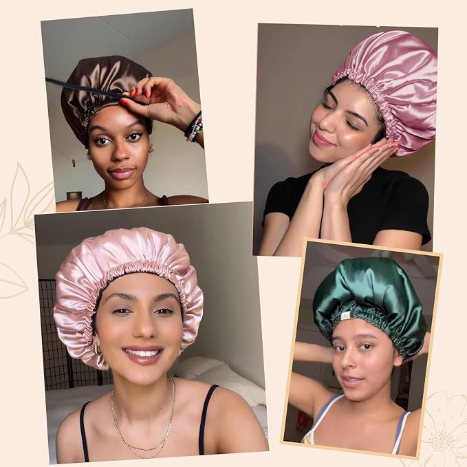 YANIBEST Adjustable Satin Bonnet Double Layer Hair Bonnet - Image 5