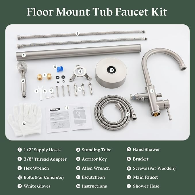 Free Standing Tub Faucet, Wintap Classic Freestanding Bathtub Faucet - Image 7