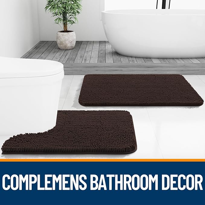 OLANLY Bathroom Rugs 40x32, Extra Soft Absorbent Chenille Bath Rugs, Rubber - Image 7