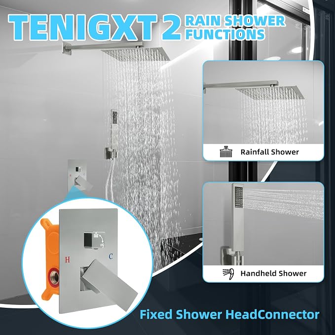 Bathroom Shower Faucet Set，10 Inch Rain Shower Head - Image 2