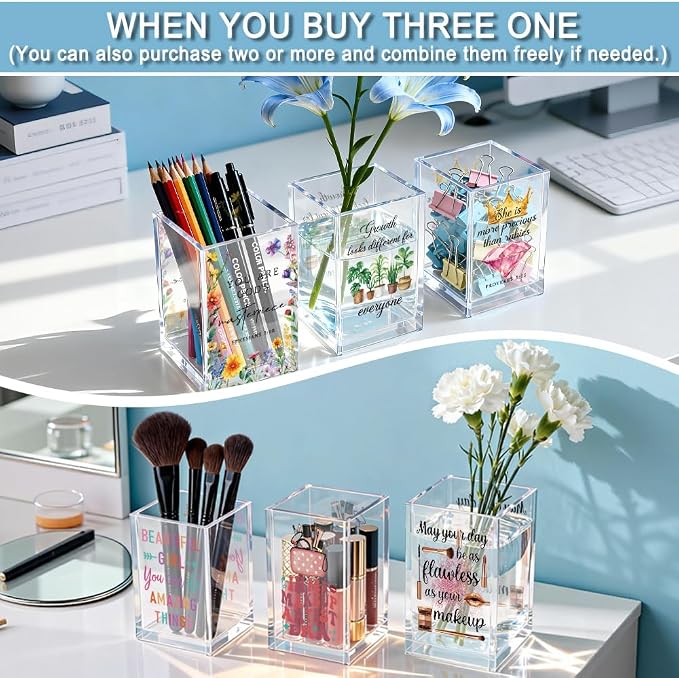 Be Pround of The Work You Do Acrylic Cosmetic Holder, Inspirational Makeup - Image 6