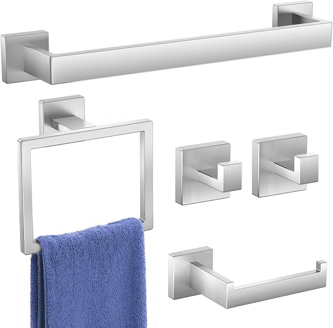 Bathroom Hardware Accessories Set: 5-Pieces Bath Towel Bar Set, Towel Racks by UPRONE