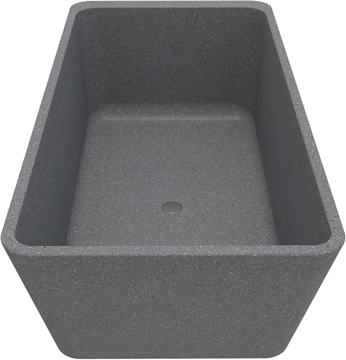65'' Stone Resin Solid Surface Freestanding Bathtub, Terrazzo Bathtub Soaking - Image 6