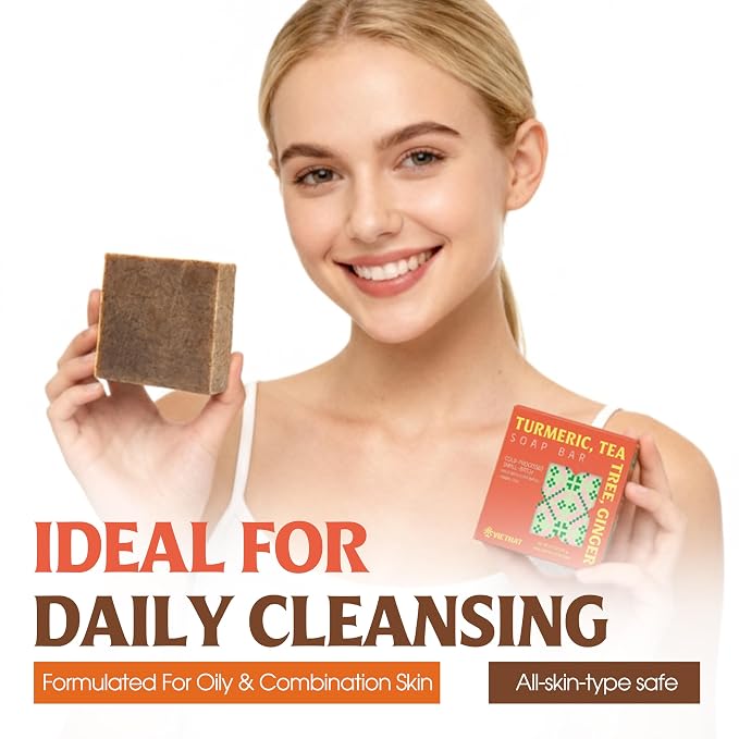Turmeric, Tea Tree & Ginger Soap Bar – Cold Process Handmade Bar, 2-in-1 - Image 4