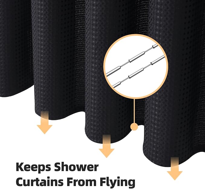 LaCyan 3 in 1 Waterproof Waffle Weave Shower Curtain and Clear Liner Set - Image 4