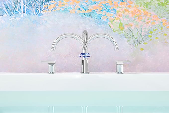 SITGES Chrome High-Arc Bathtub Faucet, Solid Brass, 2-Handle Deck Mount Tub - Image 4
