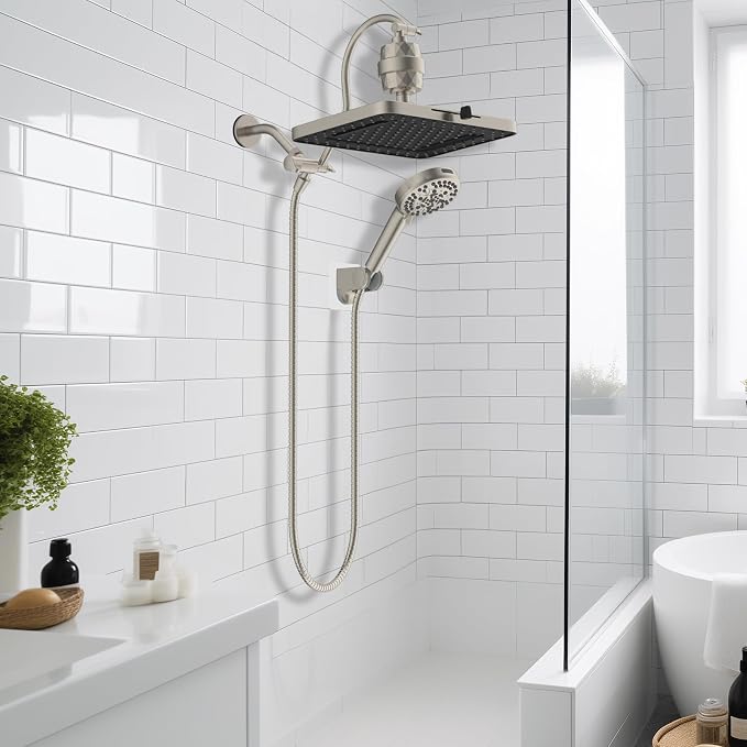 Hibbent 5-spray 13'' Dual Filtered Rainfall Shower Head Combo, High Pressure - Image 9