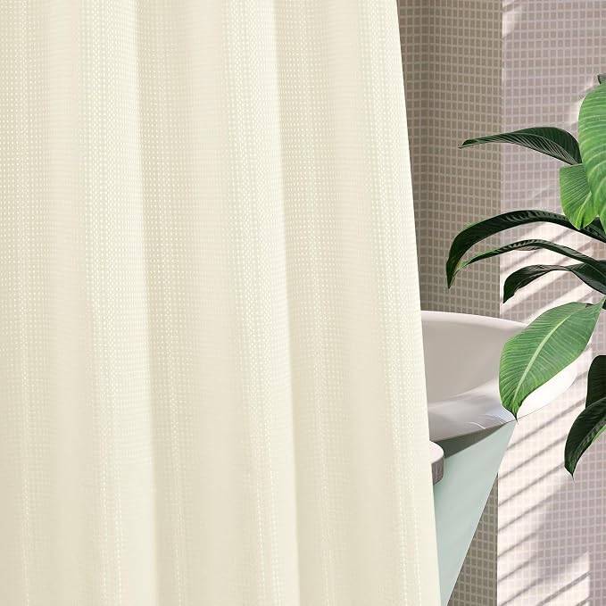 MitoVilla Ivory Waffle Small Stall Shower Curtain Liner Set 36 x 74, No Hooks - Image 5