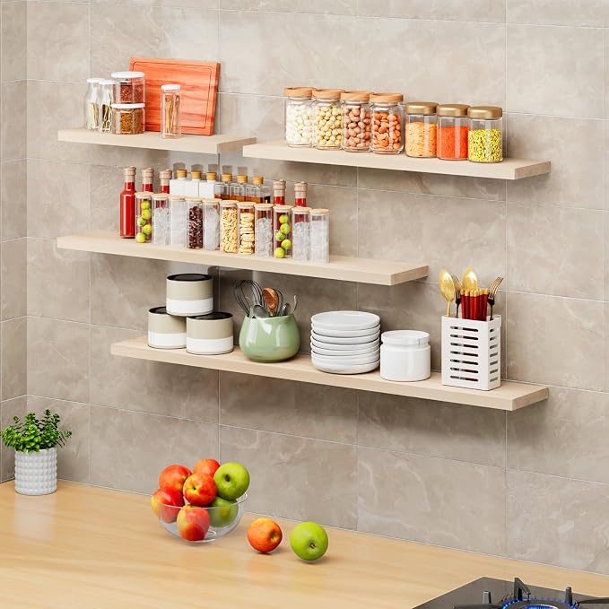 SAUMONIERES Floating Shelves 8 Inch Deep Solid Wood Wide Wall Shelf Set of 1 - Image 7