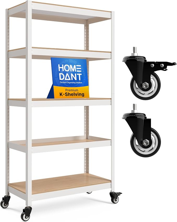 HOMEDANT House 5-Tier Metal Rolling Cart Shelf Rack Casters Heavy Duty by TheBestOrganizingSolution