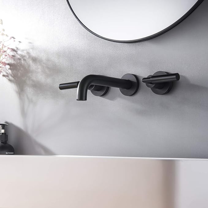 RBROHANT Matte Black Wall Mount Bathroom Faucet, Wall Mounted Sink Faucet - Image 4