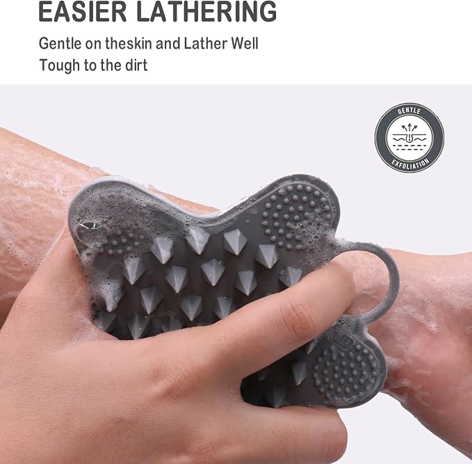 LUCKSTELLA Food-Grade Silicone Body Scrubber, Dual-Sided Silicone Body Brush - Image 4