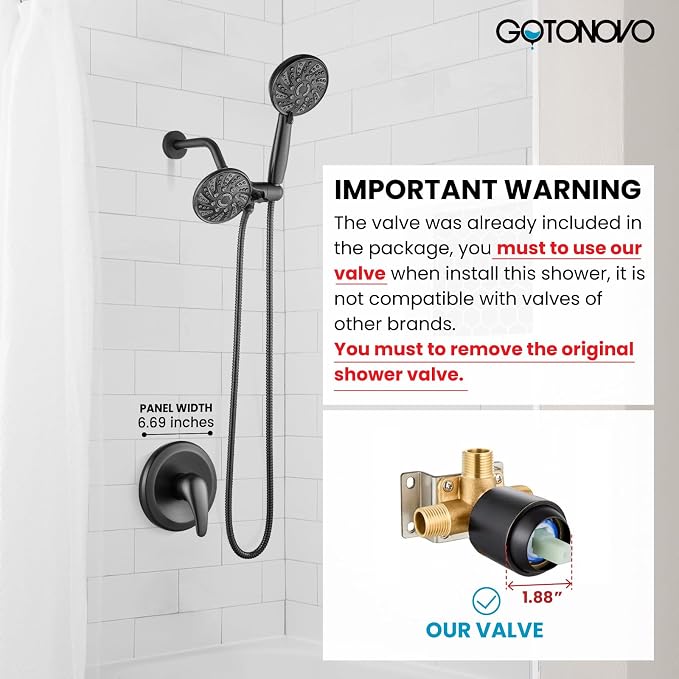 gotonovo Dual 2 in 1 Shower Head Kit High Pressure Combo System Shower Faucet 6 - Image 2