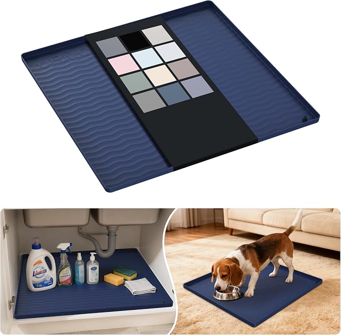 URMONA Waterproof Silicone Under Sink Mat 19'' x 19'' Shelf Liner by URMONA