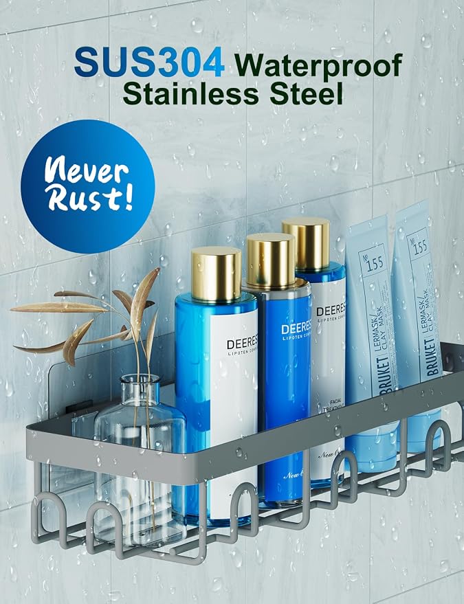 GVY Shower Caddy 5 Pack, Adhesive Shower Organizer Bathroom Shelves, Rustproof - Image 2