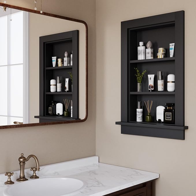 Wood Recessed Wall Niche, Wooden Medicine Cabinet - Image 4
