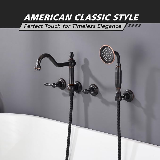 SUMERAIN Oil Rubbed Bronze Wall Mount Bathtub Faucet - Image 2