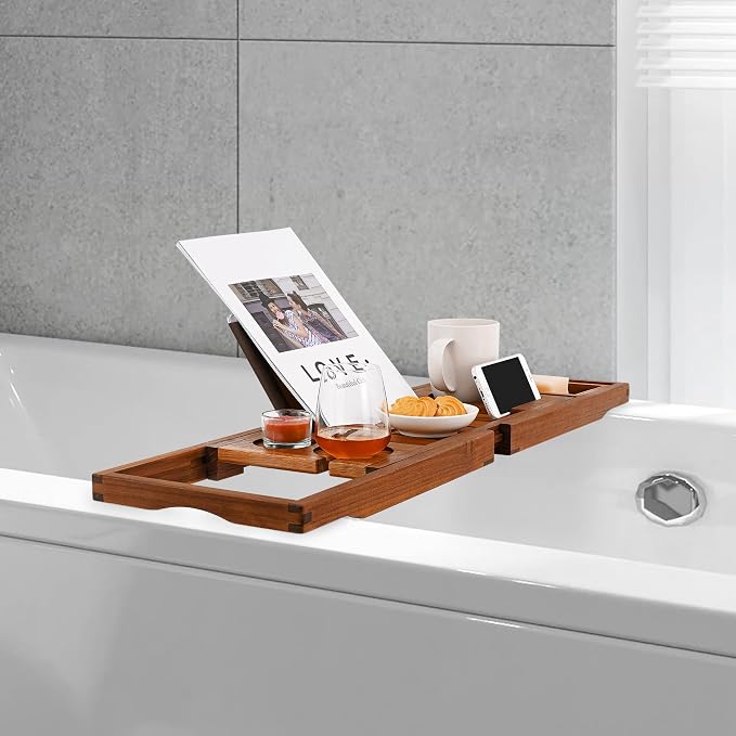 Utoplike Teak Bathtub Caddy Tray Bath Tray - Image 7