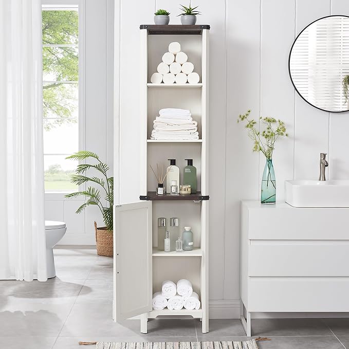Bathroom Storage Cabinet, 5-Shelf Farmhouse Storage Cabinet - Image 3