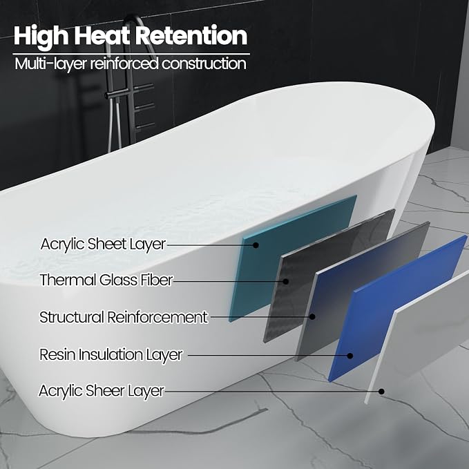 Freestanding Bathtubs 59 Inch Free Standing Bath Tub - Image 4