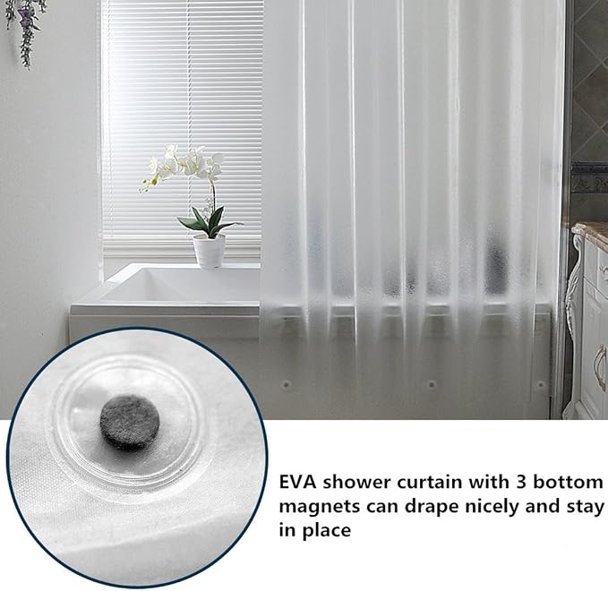 AooHome Frosted Shower Curtain Liner 8G Eva Extra Long Shower Curtain 72x78 Inch - Image 3