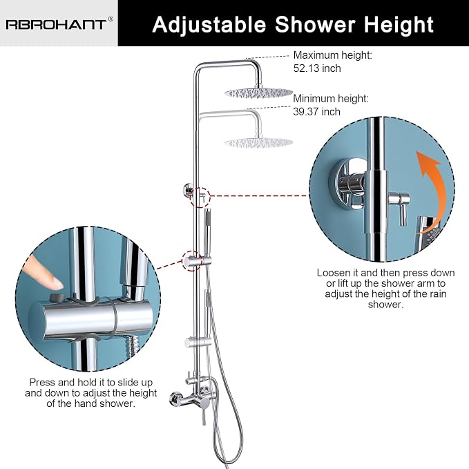 RBROHANT Outdoor Shower, Wall Mount Outdoor Shower Kit, Outside Shower Faucet - Image 3