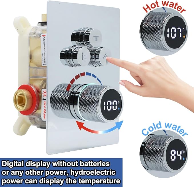 Digital Display Shower Valve Shower Valve 3 Way Shower Diverter Valve Shower - Image 2